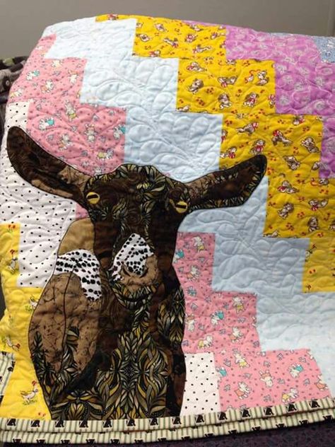 Goat Quilt Block Patterns, Goat Quilt, Novelty Quilts, Chicken Patterns, Farm Quilts, Farm Animal Quilt, Landscape Quilting, Appliqué Ideas, Machine Applique Designs