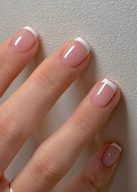 Nude Chrome Nail, White Nail Ideas, Short Classy Nails, Milky White Nails, Office Nails, Mint Green Nails, Square French, Long Press On Nails, French Manicure Nails