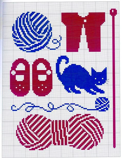 Knitting Needle Case, Cat Cross Stitch, Crochet Tapestry, Tapestry Crochet, Knitting Charts, Paw Prints, Cross Stitch Charts, Cross Stitch Chart, Diy Embroidery