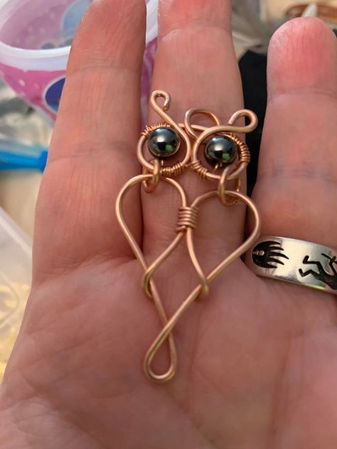 Wire Animal Jewelry, Wire Owl, Aluminum Wire Jewelry, Copper Wire Crafts, Wire Animals, Diy Wire Jewelry Rings, Wire Jig, Wire Jewelry Patterns, Wire Jewelry Rings