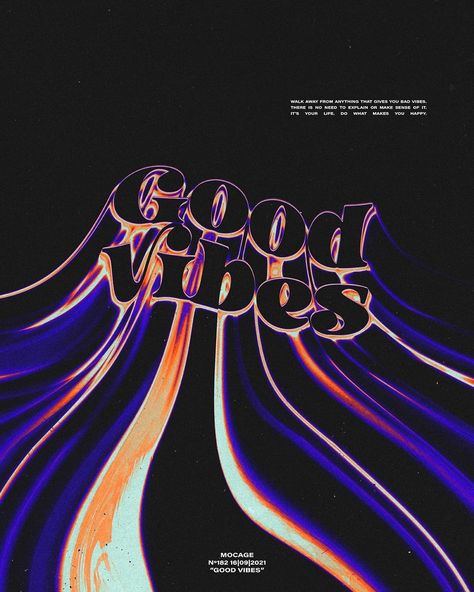 MOCAGE | Graphic Design on Instagram: “"Good vibes" Typography Poster Design N°182 16|09|2021 • Want a commission work? Hit me up in my DMs. =) • Get all my Assets for download →…” Fun Typography, Typography Poster Design, Graphic Wallpaper, Graphic Design Fun, 로고 디자인, Typography Poster, Graphic Design Posters, Aesthetic Iphone Wallpaper, Graphic Poster