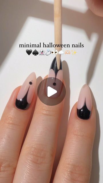 Paula 💅🏻🌙💗 on Instagram: "minimal halloween nails! 🖤👻♠️🫶🏻
a slightly different recreation of a nail design i did last year that i’m still absolutely obsessed with! <3
— using:
• @melodysusienails 
jelly pink gel polish “Nude” 🫶🏻
black hema-free gel polish “Black” 🖤
glossy gel top coat ✨
(use my code paular12 for 12% off! 💸)
#minimalnails #halloweennails #fallnails #blacknails #nailart #nailarttutorial #nailinspo #naildesign #diynails #gelnails #jewelivergel #reels" Gel Top Coat, Minimal Nails, Nail Art Tutorial, Black Nails, Diy Nails, Halloween Nails, Gel Polish, Nail Inspo, Gel Nails