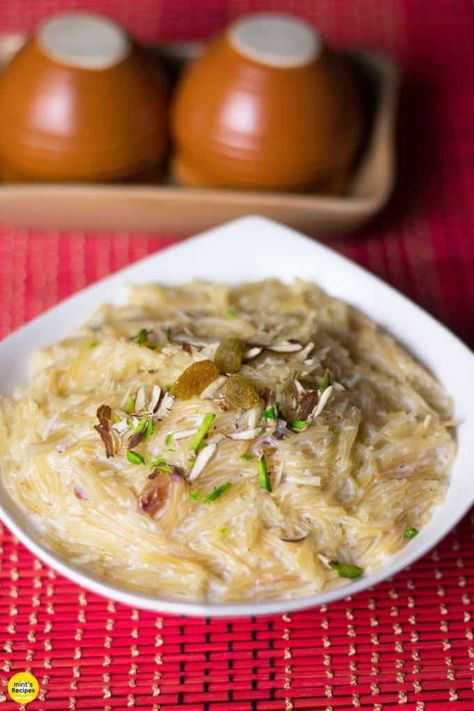 Sewai Kheer a famous sweet dessert recipe garnished with almonds and pista| www.mintsrecipes.com | #Dessert #Dessert Recipe # Sweet Dish #Sewai Recipes Sewai Recipe, Vermicelli Recipes, Sweet Dish, Mint Recipes, Indian Dessert, Recipe Sweet, Sweet Meat, Indian Dessert Recipes, Sweet Recipes Desserts