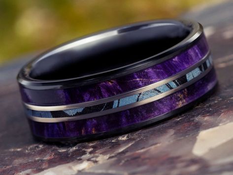 Purple Wedding Rings, Purple Engagement Rings, Ring Armor, Contemporary Wedding Rings, Cool Rings For Men, Jewelry By Johan, Box Elder, Promise Rings For Couples, Purple Guy