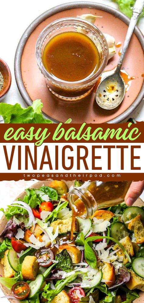 Learn how to make Balsamic Vinaigrette for an easy dressing recipe! This homemade condiment recipe is easy to make at home and only made of five ingredients. Pin this recipe! Balsamic Vinegarette, Dipping Bread, Easy Homemade Salad Dressing, Balsamic Vinaigrette Salad, Balsamic Vinaigrette Recipe, Homemade Balsamic Vinaigrette, Salad With Balsamic Dressing, Balsamic Vinaigrette Dressing, Basil Vinaigrette