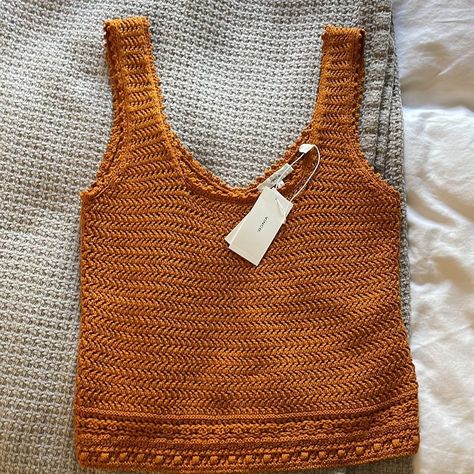 Nwt Vince Organic Cotton Crochet Square Neck Tank Burnt Orange Small. New With Tags! Gorgeous Quality With Flattering Fit. Perfect For Summer Over Your Bikini At The Beach Or With Denim For Date Night. Enjoy! Flat Measurements Armpit To Armpit 15 1/2 Inches Length Top Of Shoulder To Hem 21” Same Day Shipping If Order By 4 Pm Pst Crochet Square Neck, American Flag Sweater, Scoop Neck Tank Top, Silk Tank Top, Crochet Tank, 4 Pm, Crochet Square, Silk Tank, Ribbed Tank Tops