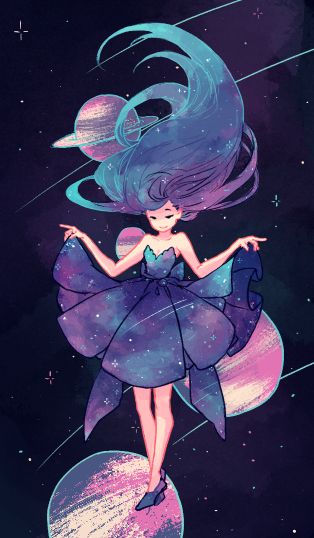 Outer space dress Bel Art, Art Mignon, Arte Inspo, Art Et Illustration, Naha, Arte Fantasy, 판타지 아트, Art And Illustration, Fantasy Illustration