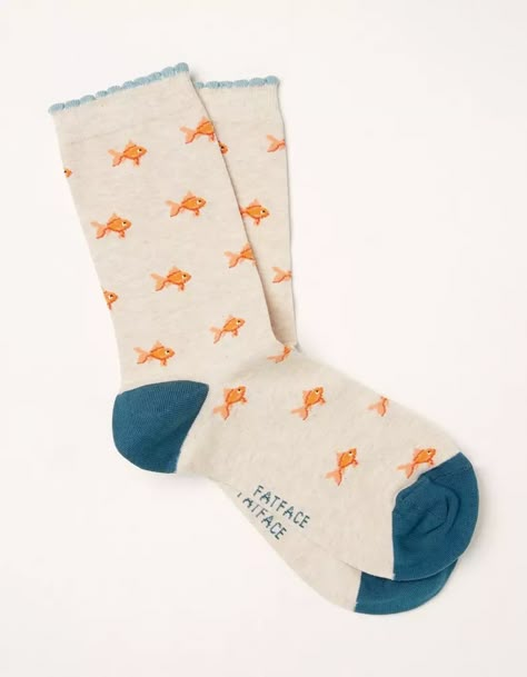 Socks With Designs, Socks Cute Aesthetic, Cute Vintage Socks, Cute Fun Socks, Fun Socks Aesthetic, Fatface Socks, Fish Socks, Aesthetic Socks, Socks Aesthetic