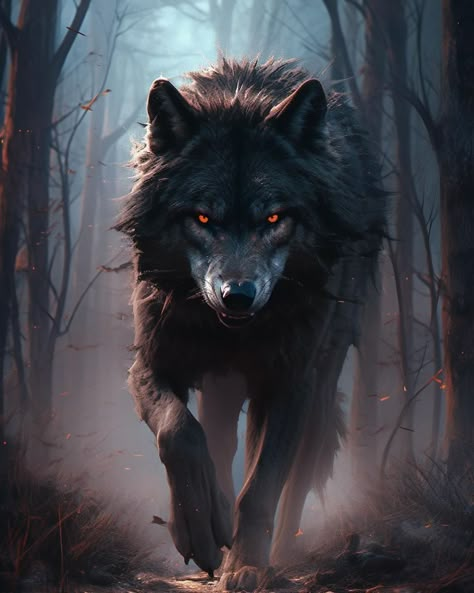 Black Wolf Wallpaper, Black Wolf Art, Wolf With Red Eyes, Scary Wolf, Lup Singuratic, Largest Wolf, Angry Wolf, Demon Wolf, Big Wolf