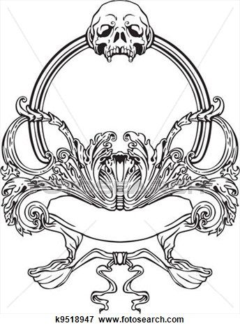 Frame with skull in Art Nouveau style View Large Illustration Art Nouveau Frame, Art Deco Drawing, Art Nouveau Tattoo, Nouveau Tattoo, Framed Tattoo, Walter Crane, Art Nouveau Illustration, Art Nouveau Pattern, Frame Vector