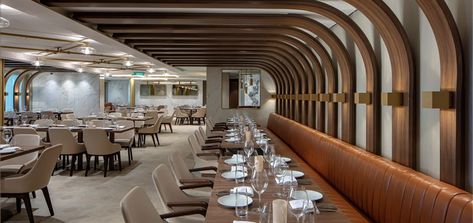 Cruise Ship Restaurant, Cruise Ship Interior Design, Cruise Ship Interior, Cruise Restaurant, Cruise Ships Interior, Ship Interior, Boat Restaurant, New Builds, Cruise Ship