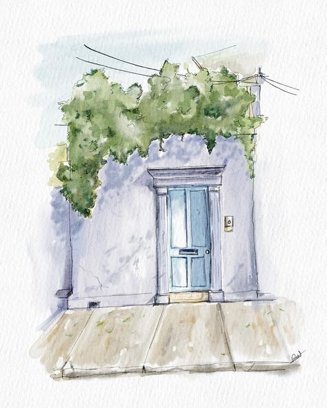 #34 #procreate #watercolor #digitalwatercolor #charleston #southcarolina #jillianeversole Charleston Watercolor Paintings, Watercolour Doors Watercolor Painting, Charleston Acrylic Painting, Charleston Printable Wall Art Download, Charleston Skyline, Watercolor Architecture, Digital Watercolor, Charleston, Watercolor Paintings