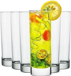 LUXU Premium Highball Drinking Glasses (Set of 6)-10 oz Tom Collins Glasses,Clear Tall Glass Cups,Cute Cocktail Glasses,Lead-free Water Glasses Bar Glassware for Mojito Beverages and Mixed Drinks Crystal Whiskey Glasses, Bourbon Glasses, Drinking Glasses Set, Tom Collins, Glasses Clear, Old Fashioned Cocktail, Highball Glass, Glasses Drinking, Whiskey Glasses