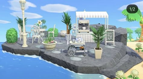 Animal Crossing Cafe, Acnh Beach, Animal Crossing Island Inspiration, Animal Crossing 3ds, Ac Ideas, Ac New Leaf, Animal Crossing Guide, Acnh Inspiration, Animal Crossing Wild World