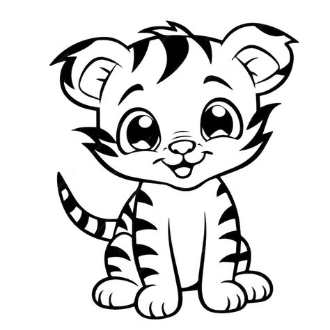 Premium Vector | Baby tiger doodle illustration Easy Tiger Drawing, Tiger Doodle, Tiger Outline, Tiger Coloring, Character Outline, Animal Printables, Tiger Drawing, Easy Tiger, Baby Tiger