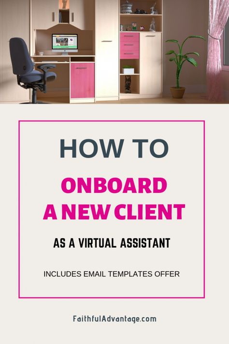 When you're a new virtual assistant or branching out for new opportunities, taking on a client can be a confusing process. Here are 5 steps you can put in place to ensure the process is easy and streamlined. While you're at it, grab my free email templates so you can easily communicate with your clients and clients-to-be. #virtualassistant #va #newclient #workathome #faithfuladvantage Virtual Assistant Client Onboarding, Virtual Assistant Service Packages, Virtual Assistant Tools, Free Email Templates, Virtual Assistant Training, Virtual Assistant Jobs, Linkedin Tips, Welcome Packet, Onboarding Process