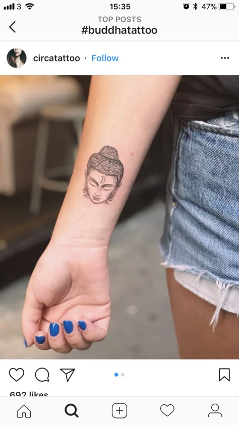 Gautama Buddha Tattoo, Small Buddha Tattoo For Women, Mini Buddha Tattoo, Buddha Head Tattoo, Small Buddha Tattoo, Tattoo Buddhist, Buda Tattoo, Hindu Tattoos, Polynesian Tattoos