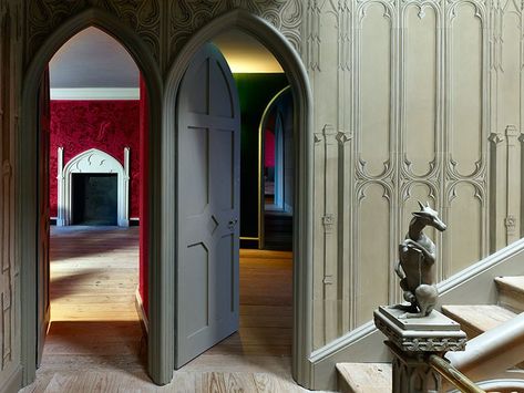 Gothic Revival Interior, Castle Of Otranto, The Castle Of Otranto, Strawberry Hill House, Horace Walpole, Gothic Revival House, Ancient Castle, Church Conversions, Gothic Interior