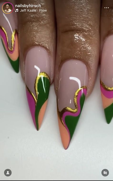 1960 Nails, Colombia Nails Design, Havana Nails, African Nails Design Black Women, Simple Tropical Nails, Olive Nails Design, Jamaica Nails Vacations, Jamaica Inspired Nails, Colombian Nails