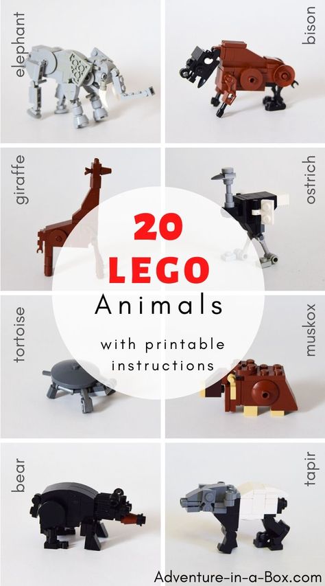 Use LEGO animals instructions to build twenty animals from all around the world and their habitats! How To Build Lego Animals, Lego Stuff To Build, Lego Zoo Animals, Lego Projects Instructions, Lego Animals Easy, Lego Animals Instructions, Lego Crafts, Kids Gratitude Journal, Animals Around The World