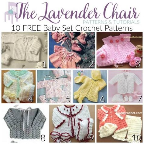 Lavender Chair, The Lavender Chair, Mandala Blanket, Baby Layette Set, Sunflower Hat, Baby Crochet Patterns Free, Baby Layette, Crochet Baby Girl, Baby Mittens