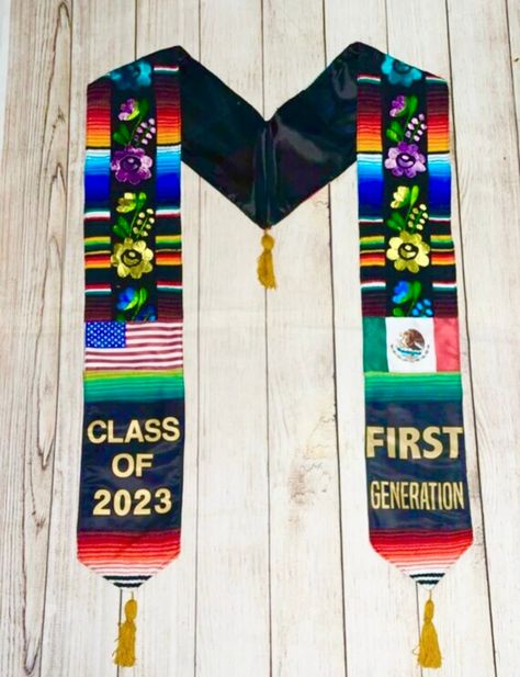 Grad Stoles, Mexican Graduation, Graduation Stoles, Graduation Sash, Mexican Serapes, Graduation Stole, Graduation Cap Designs, Graduation Cap Decoration, Cap Decorations