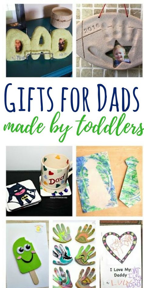 These gifts for Dad made by toddlers are perfect for any occasion. Give one of these to dad for Father's Day, as a birthday gift, or just as an 'I love you' Diy Birthday Gifts For Dad, Toddler Presents, Homemade Birthday Gifts, Dad Crafts, Homemade Fathers Day Gifts, Toddler Birthday Gifts, Diy Gifts For Dad, Diy Father's Day Gifts