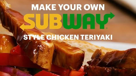 Subway Teriyaki Sauce, Chicken Teriyaki Sandwich Recipes, Subway Teriyaki Chicken Recipe, Subway Sweet Onion Chicken Teriyaki, Subway Chicken Sandwich, Subway Teriyaki Chicken, Chicken Teriyaki Subway, Marinara Sandwich, Italian Herbs And Cheese Bread