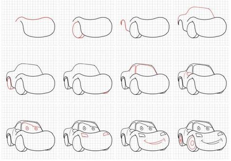 Lightning Mcqueen Drawing, Drawing Vehicles, Art Drawings Sketches Pencil, Blog Layout, Cute Kawaii Drawings, Cute Easy Drawings, Lightning Mcqueen, Edible Art, Drawing Lessons