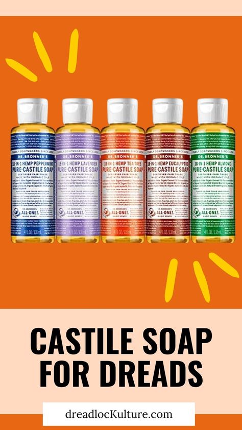 In this article, I discuss what castile soap does to your dreads and some recommendations on how to use it properly. Shampoo And Conditioner For Locs, Dreadlock Tips, Loc Shampoo, Dread Shampoo, Dr Bronners Soap, Loc Products, Dreadlock Shampoo, Dreadlock Maintenance, Loc Care