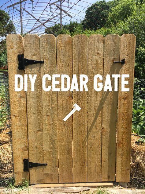 DIY Cedar Garden Gate | Four Kids and a Chicken Diy Wooden Gate, Wood Gate Diy, Building A Wooden Gate, Backyard Door, Cedar Gate, Building A Gate, Diy Gate, Wooden Fence Gate, Wood Fence Gates