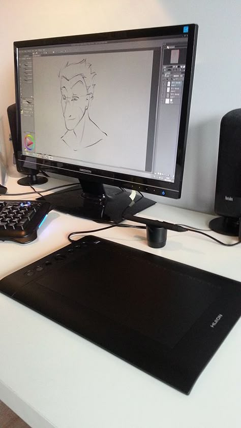 Drawing Tablet Desk Setup Aesthetic, Drawing Tablet Setup, Drawing Tablet Aesthetic, Digital Drawing Aesthetic, Art Setup, Artist Workspace, Digital Drawing Tablet, Art Tablet, Graphic Tablet