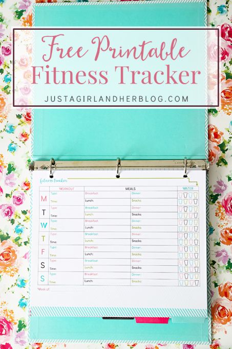 Love this free printable fitness tracker for helping me keep track of my workouts and healthy eating! Click through to the post to get the pretty printable! | JustAGirlAndHerBlog.com Printable Fitness Tracker, Training Journal, Fitness Tracker Printable, Tracker Fitness, Tracker Free, Printable Workouts, Health Tracker, Fitness Journal, Fitness Planner