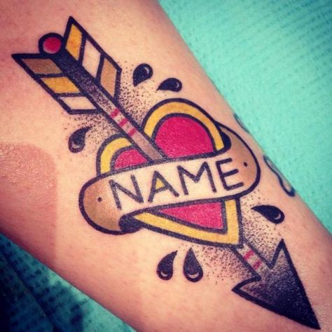 Tattoo Arrow, Arrow Heart, Tattoo Name, Heart Tattoo Designs, Arrow Tattoo, Arrow Tattoos, New School Tattoo, Back Tattoo Women, Sleeve Tattoos For Women