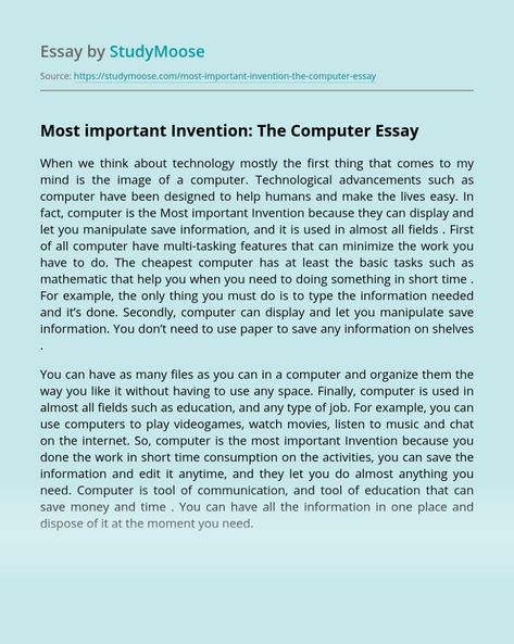 Most important Invention: The Computer Free Essay Example Computer Essay In English, Informative Speech Topics, Common App Essay, Writing A Persuasive Essay, Speech Topics, English Newspaper, Informative Essay, Essay Format, Essay Outline