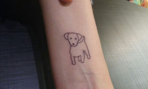 Jack Russell Cartoon Dog Tattoo, Doggie Tattoos, Jack Russell Tattoo, Dogs Tattoo Ideas, Jack Russell Puppy, Puppy Tattoo, Small Dog Tattoos, Small Cartoon, Dogs Tattoo