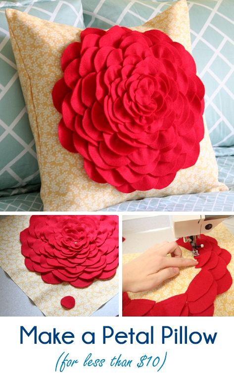 Diy Flower Pillow, Flower Pillow Pattern, Felt Flower Pillow, Diy Pillow Covers, Rose Pillow, Pillow Tutorial, Cushion Cover Designs, Sewing Pillows, Flower Pillow