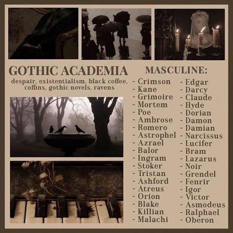 Dark Academia Names, Gothic Academia, Fantasy Character Names, Writing Inspiration Tips, Best Character Names, Writing Fantasy, Fantasy Names, Aesthetic Names, Creative Names