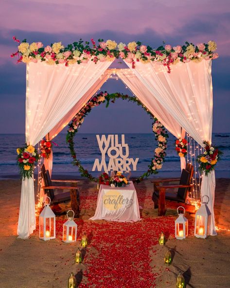 Beach Proposal Setup Simple, Pinterest Manifestation, Proposal Setup, Wedding Proposal Ideas Engagement, Outdoor Proposal, Cheerful Quotes, Dream Proposal, Surprise Birthday Decorations, Beach Proposal