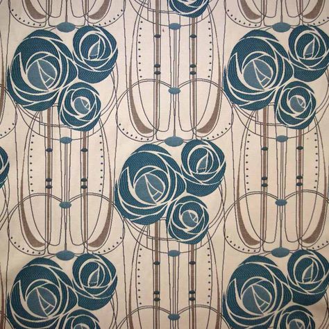 Charles Rennie Mackintosh style curtain and light upholstery fabric. Charles Mackintosh, Charles Rennie Mackintosh Designs, House For An Art Lover, Willow Tea, Mackintosh Design, Mackintosh Rose, Art Nouveau Decor, William Morris Designs, Tea Rooms