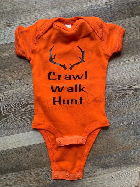 Watch out deer! This baby will be in the woods in no time in this crawl walk hunt onesie Crawl Walk Hunt, Hunting Onesie, Cricut Maker 3, Cricut Maker, Cricut Ideas, In The Woods, No Time, Onesies, Baby Onesies