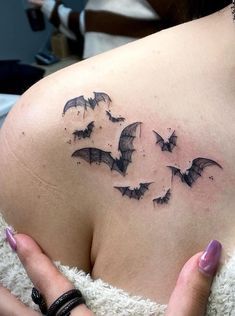 Girly Hand Tattoos, Bat Tattoos, Bats Tattoo Design, Bat Tattoo, Back Of Shoulder Tattoo, Modern Ideas, Gothic Tattoo, Time Tattoos, Hip Tattoo