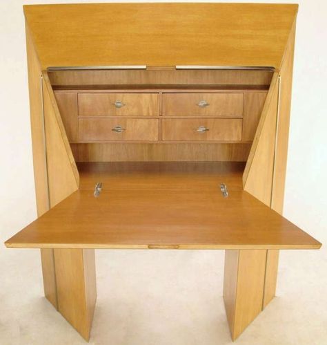 Rare Jay Spectre "Perceptive" Drop Front Desk For Sale 1 Drop Front Desk, Brass Chair, Safari Chair, Drafting Table, Sales Desk, Perfect Desk, Wood Arm Chair, Steel Art, Shelf Storage