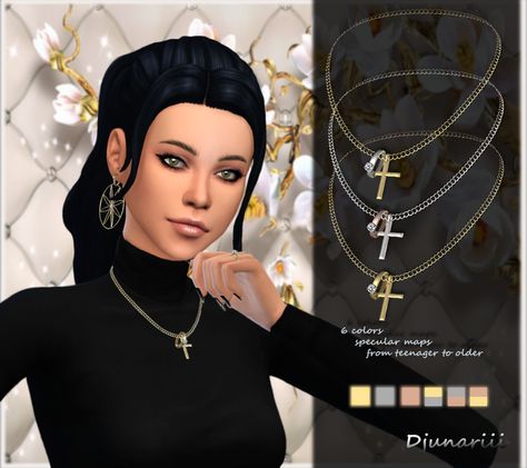 Sims 4 Cross Necklace, Chain With Cross, Gold Jewelry Set, Sims 4 Mods Clothes, Gold Jewelry Sets, Cross Chain, Earrings Rings, Sims 4 Mods, Sims 3