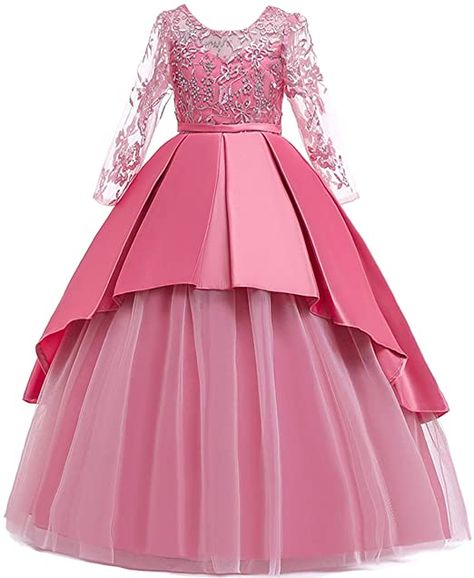 Western Style Wedding Dress, Wedding Dresses For Kids, Vestidos Color Rosa, Pink Wedding Dresses, Girls Christmas Dresses, Flower Girl Dress Lace, Wedding Dresses For Girls, Evening Dresses For Weddings, Party Gown