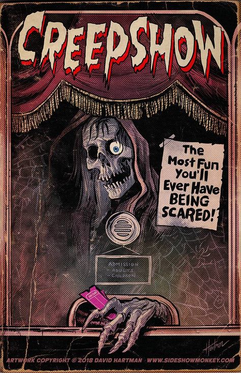 CREEPSHOW POSTER by Hartman by sideshowmonkey on DeviantArt Classic Halloween Movies, Movies Wallpaper, Arte Pulp, Horror Movie Tattoos, Horror Book Covers, Horror Vintage, Horror Costume, Horror Artwork, Horror Decor