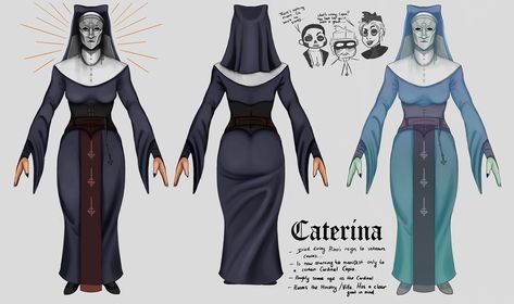 Reference sheet for Caterina, my new sister of sin OC. She’s a big part of this 1400s story, adding an element of the supernatural into it. It’s important to note that at present, she is only appearing to Cardinal Copia - As to why, she can only say. I’m unsure how I’m going to approach the story I’m crafting whether it be through comics or writing - Potentially both. But I have some more designs to make and some artwork revolving around this AU planned. Can’t wait to show more of course!... Sisters Of Sin, How To Plan, Design