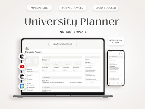 Ultimate Notion Student Planner 2024 | ADHD University Dashboard | Minimalist College & University Planner | Aesthetic Student Planner notiondailyplanner #notionplanner🍷 Notion Student Planner, University Planner, Task Calendar, Aesthetic Student, Exam Calendar, Student Dashboard, Academic Life, Key Quotes, Planner Aesthetic