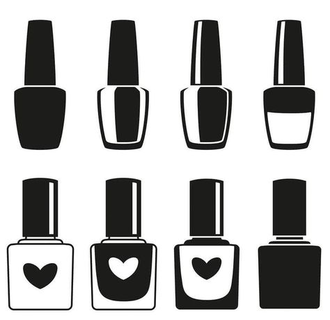 Black And White Nail Polish, Nail Polish Clipart, Bottle Silhouette, Black And White Nail, Nail Polish Bottle, Nail Polish Bottles, White Nail Polish, Good Day Quotes, White Nail