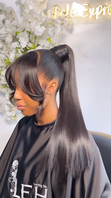 LOLAEXPRESSHAIR on Instagram: "Flexing my super powers 🥰 cos what is this beauty 😍 Frontal pony with bangs 20inches 200g with hd 13*6frontal 341,000naira" Pony With Bangs, Birthday Hair, Flexing, Super Powers, Fashion Lover, High Top, Makeup Tutorial, High Tops, Bangs